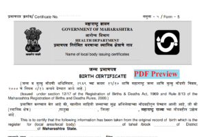 Maharashtra Birth Certificate Application Form PDF Download